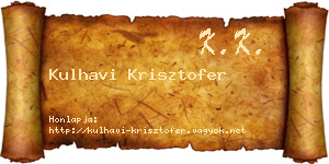 Kulhavi Krisztofer névjegykártya